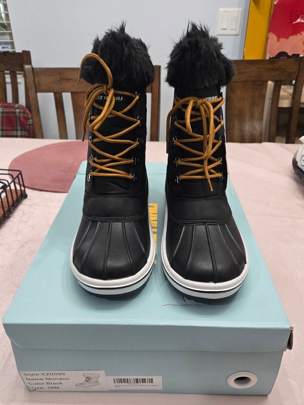 PZZ ANNU Monaco Women's Waterproof Winter Snow Boots Black Size 10 New